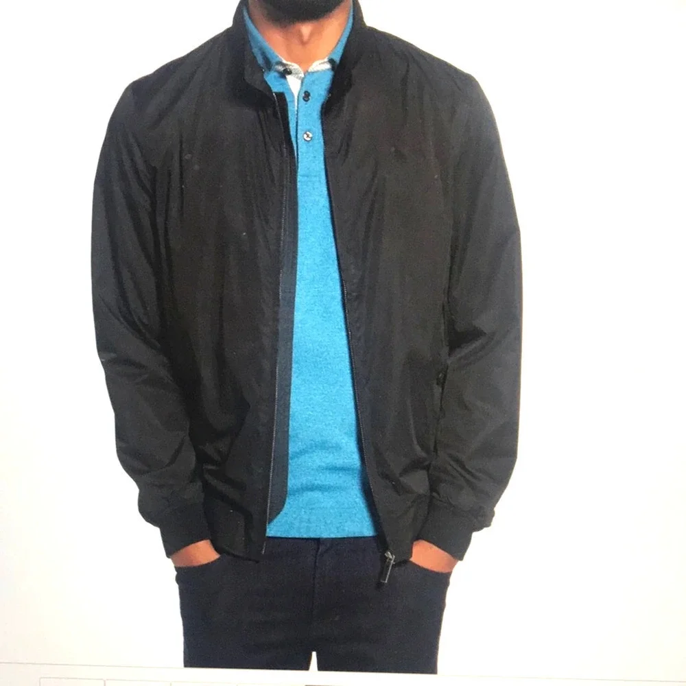 Ted Baker Black Tall Fit light weight Full Zip and Snap Bomber jacket size 4 - Picture 1 of 12